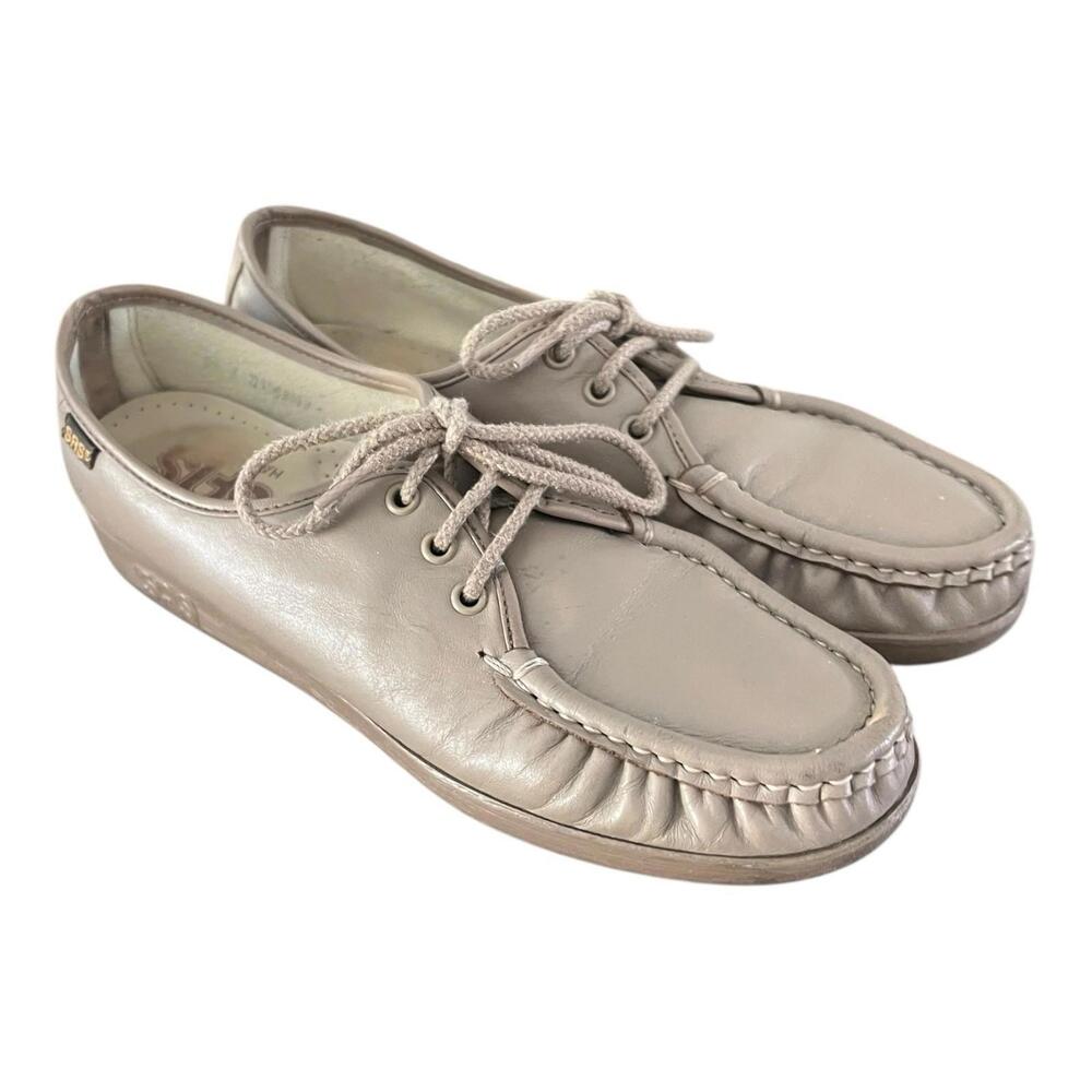 SAS Womens Toupe Beige Tan Leather  Occupational Lace up Loafers EU 37 US 7
